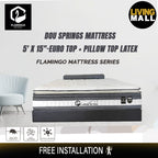 Flamingo Duo Springs Queen Mattress 15" -Euro Top + Pillow Top Latex 100% Ice Silk Fabric
