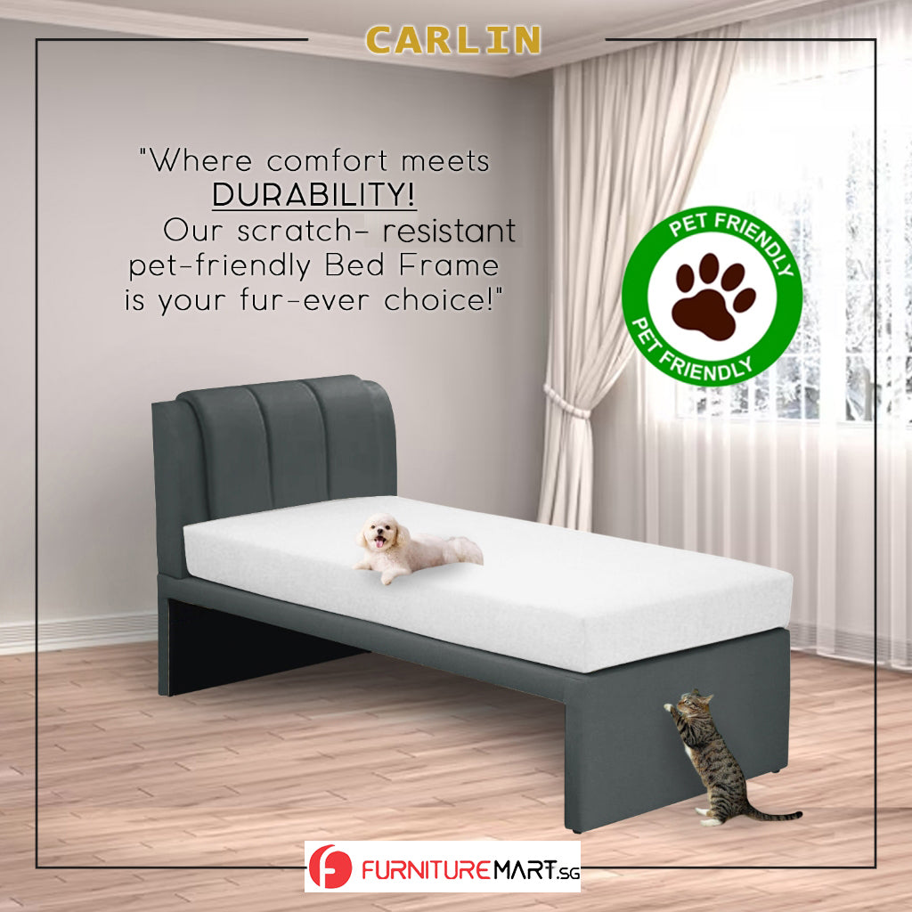 OrthoCoil Toronto Bed Frame Pet Friendly Scratch-Resistant Fabric With Mattress Add-On Options