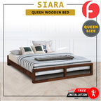Siara Wooden Bedframe Queen Size In Walnut Colour with Mattress Option - Solid Wood