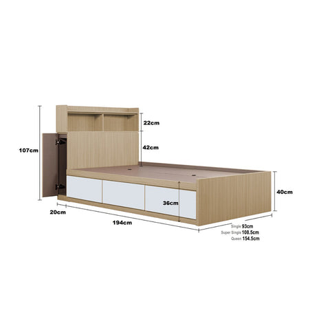 Image of Talin Drawers Storage Bed Frame / Fully Laminated Eco Board with Headboard in 6 Colour Options