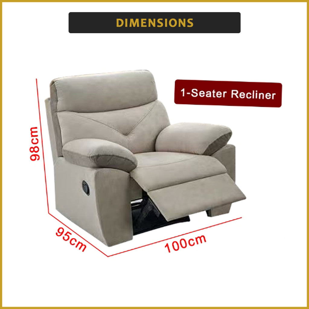 Mikee 1-Seater Recliner Sofa Set - PetFriendly Scratch-Resist