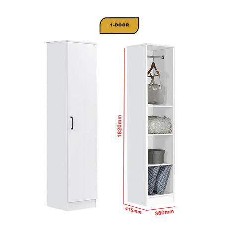 Image of Cyprus Series 1 Doors Tall Wardrobe in Full White Colour