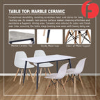 David 1+4 Dining Set with Table and Chair - Heavy-Duty Ceramic Table Top