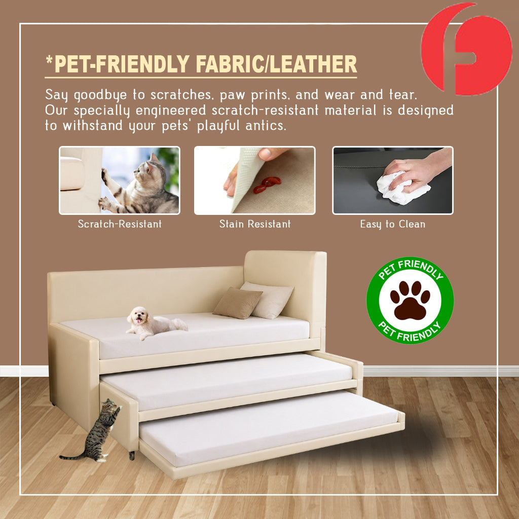 JARHA S/SSingle 3in1 Bedframe Pull-Out Bed with Pet-Friendly Scratch-Resistant Options