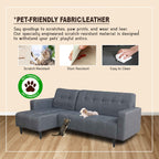Winie L-Shaped Sofa Left or Right Chaise in 47 Colour -w/ PetFriendly Scartch-Resistant
