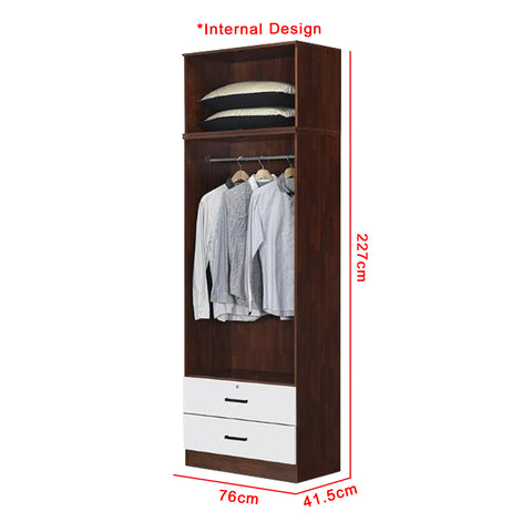Image of BERLIN Tall Series 2 Doors Soft Closing Wardrobe with Drawers & Top Cabinet in 6 Colours
