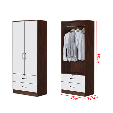 Image of Berlin Series 2 Door with Drawers Soft Closing Wardrobe in Cherry Oak + White Colour