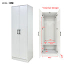 Munich Series 2-Door Soft Closing Wardrobe w/ Top Cabinet & Mirror Add-On in White