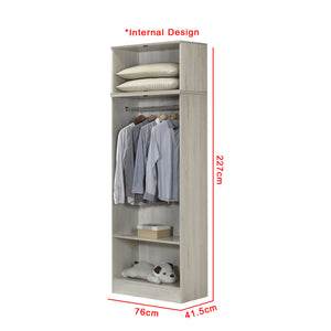 BERLIN Tall Series 2 Doors Soft Closing Wardrobe & Top Cabinet in 6 Colours