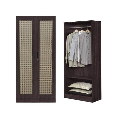Image of CROATIA Series 1/2/3/4/5 Doors Wardrobe Rattan Design with Drawers and Top Cabinet