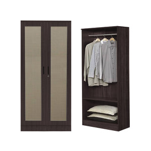 CROATIA Series 1/2/3/4/5 Doors Wardrobe Rattan Design with Drawers and Top Cabinet