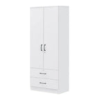 Cyprus Series 2 Door Wardrobe with Drawers in Full White Colour