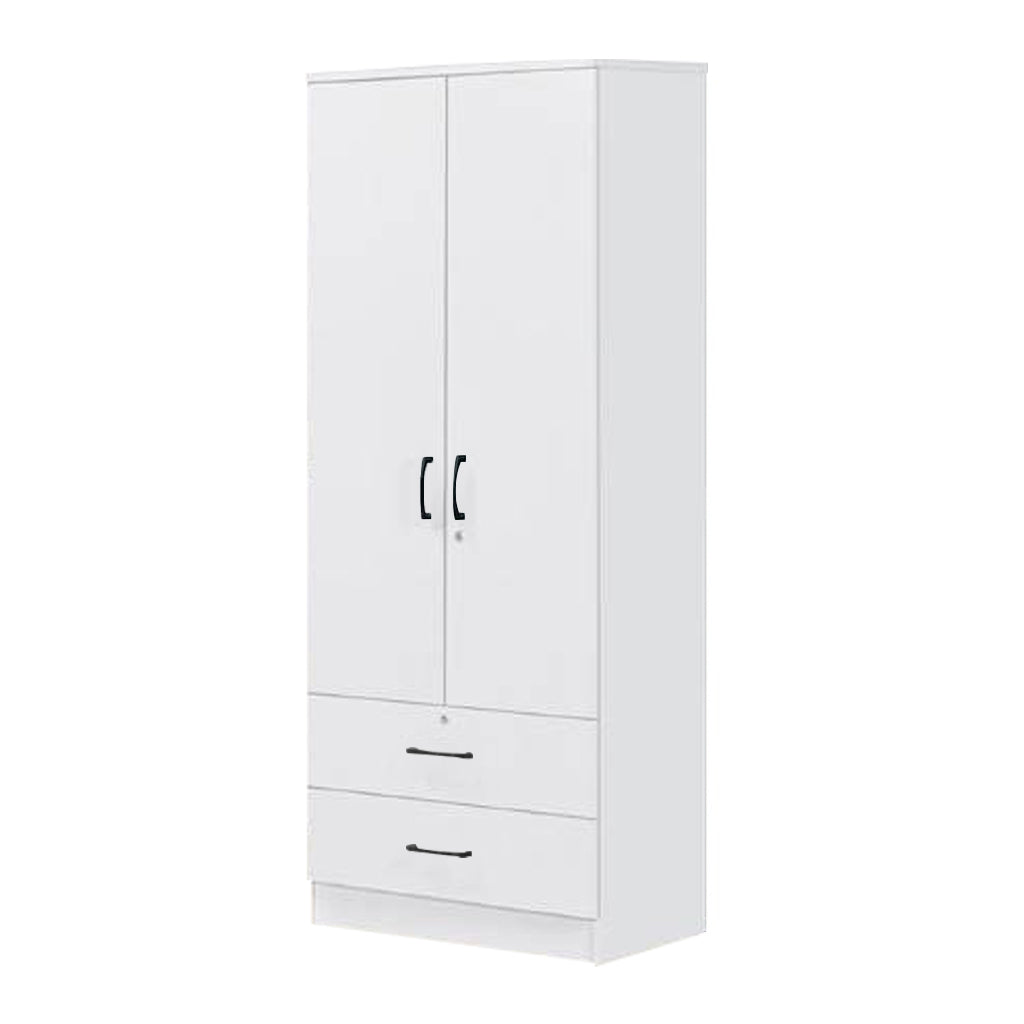 Cyprus Series 2 Door Wardrobe with Drawers in Full White Colour
