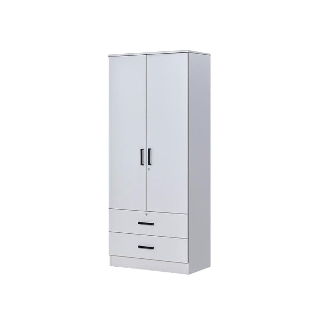 Moira CARB-P2 Certified Board 2-5 Doors  Scratch-Resist Wardrobe w/ Drawers White Colour