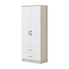 Poland Series 2 Door Wardrobe with Drawers in Ivory & White Colour