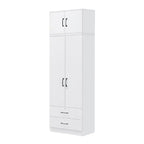 Cyprus Series 2 Door Wardrobe with Drawers and Top Cabinet in Full White Colour