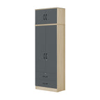 Florence Series 1/2/3/4/5 Doors Tall Wardrobe with Drawers and Top Cabinet in Natural