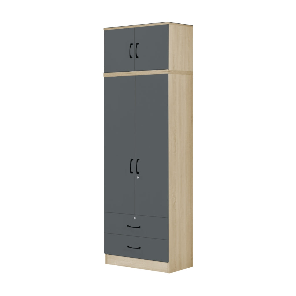 Florence Series 1/2/3/4/5 Doors Tall Wardrobe with Drawers and Top Cabinet in Natural