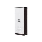 Rome Series 1/2/3/4/5 Doors Tall Wardrobe with Drawers and Top Cabinet in Walnut+White
