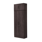 Britain Series 1/2/3/4/5 Doors Tall Wardrobe with Drawers and Top Cabinet in Black Walnut