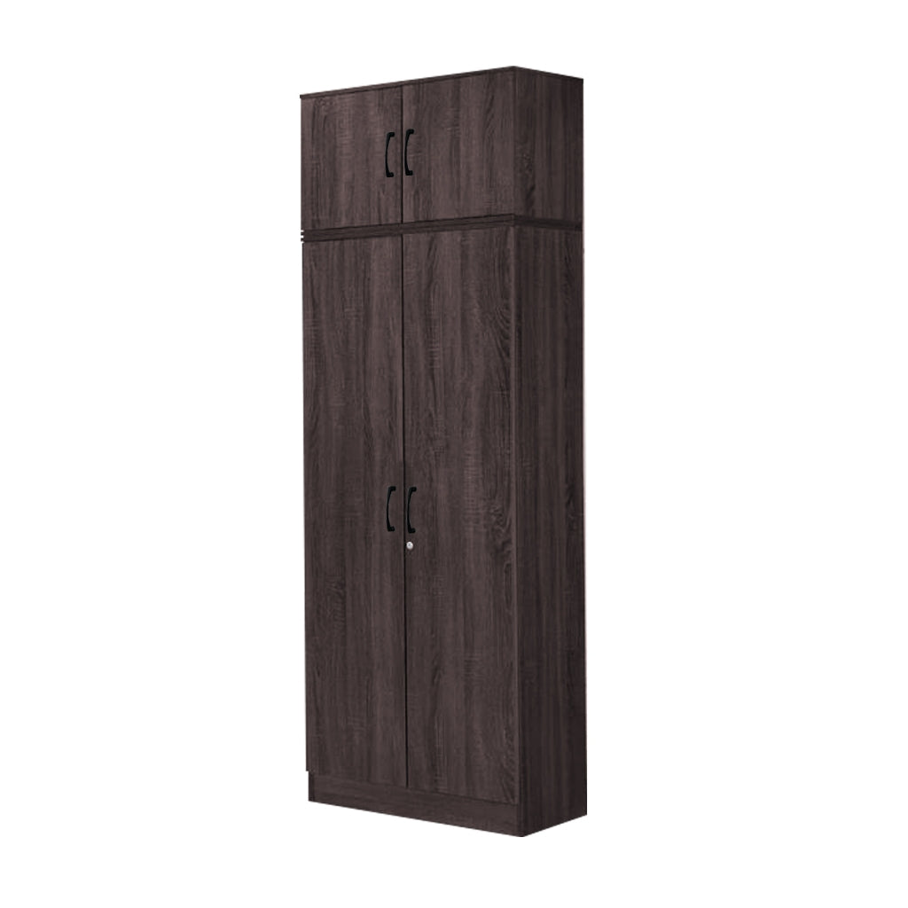 Britain Series 1/2/3/4/5 Doors Tall Wardrobe with Drawers and Top Cabinet in Black Walnut