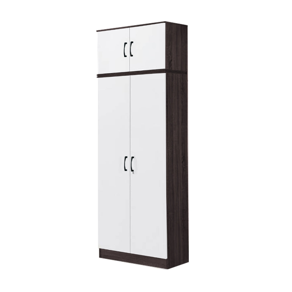 Rome Series 1/2/3/4/5 Doors Tall Wardrobe with Drawers and Top Cabinet in Walnut+White