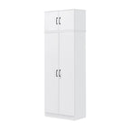 Cyprus Series 2 Door Tall Wardrobe with Top Cabinet in Full White Colour