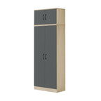 Florence Series 1/2/3/4/5 Doors Tall Wardrobe with Drawers and Top Cabinet in Natural