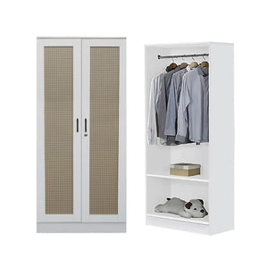 CROATIA Series 1/2/3/4/5 Doors Wardrobe Rattan Design with Drawers and Top Cabinet