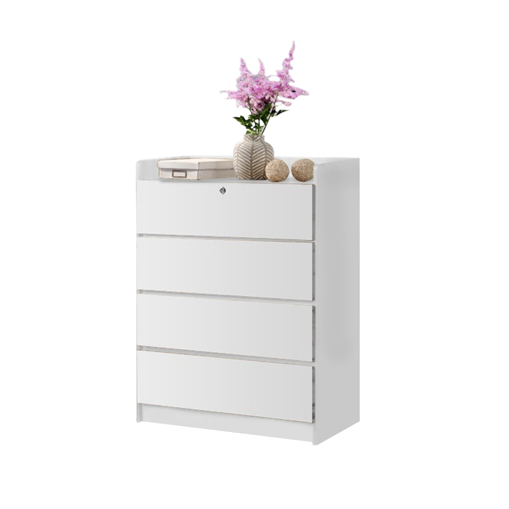 Devin Series Premium Chest of 4 Drawers Collection Full Laminated Back Panel in 6 Colours