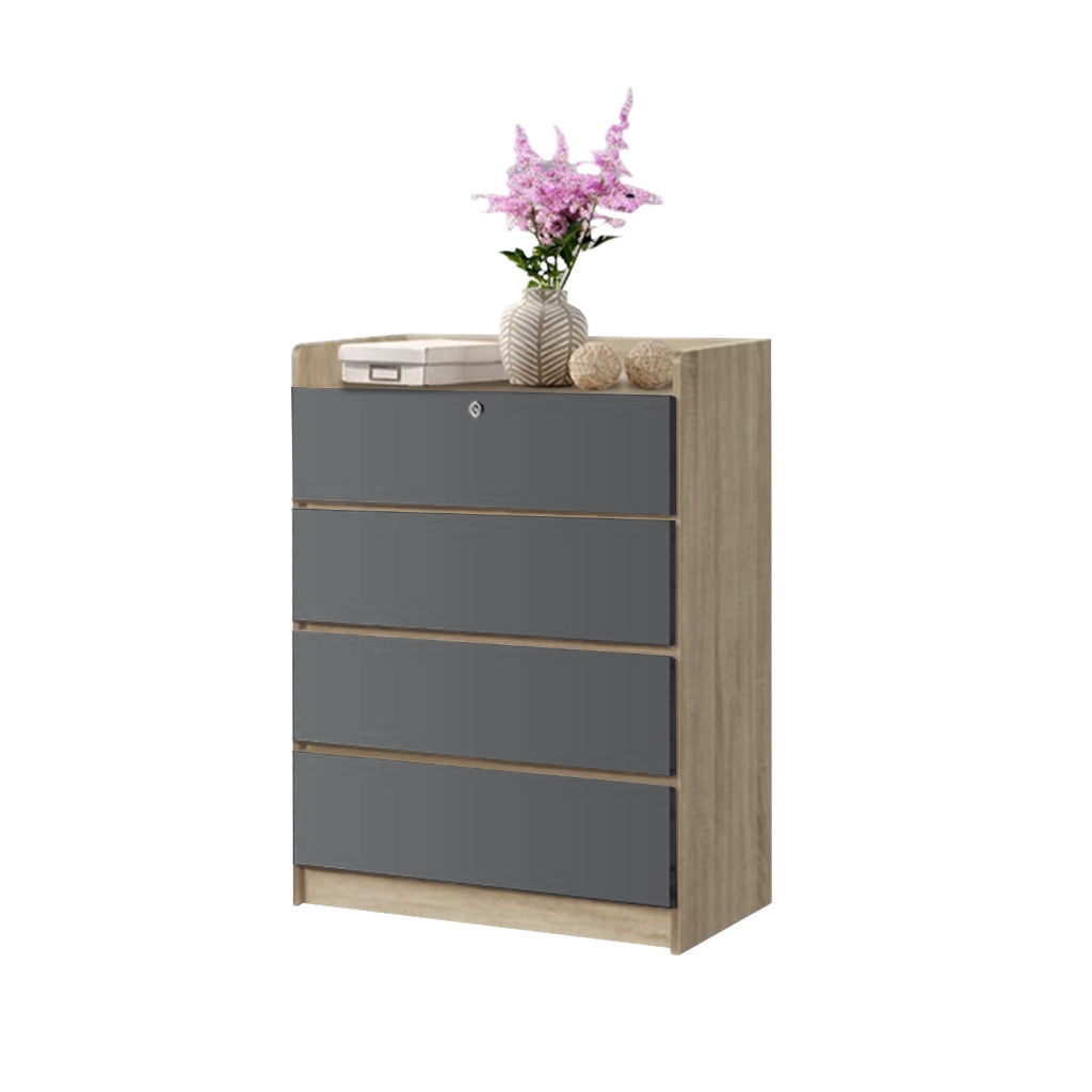 Devin Series Premium Chest of 4 Drawers Collection Full Laminated Back Panel in 6 Colours