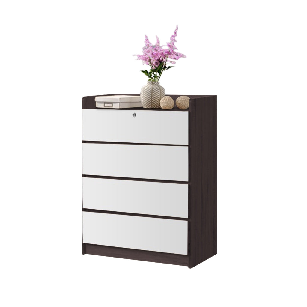 Devin Series Premium Chest of 4 Drawers Collection Full Laminated Back Panel in 6 Colours