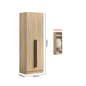 Zarya Series 2 Tall 2 Door Wardrobe Cabinet In Natural Oak Colour