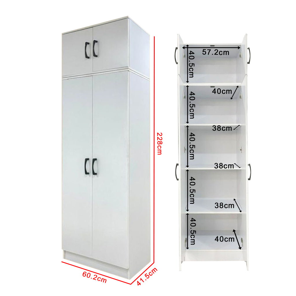 Munich Series 2-Door Shelf Wardrobe Soft Closing with TOP Cabinet Add On in 3 Colours