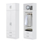 BERLIN Series 1/2/3/4/5 Doors Tall Wardrobe with Drawers and Top Cabinet in 6 Colours