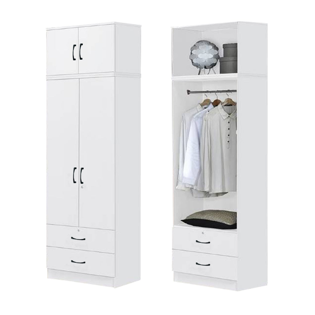 BERLIN Series 1/2/3/4/5 Doors Tall Wardrobe with Drawers and Top Cabinet in 6 Colours