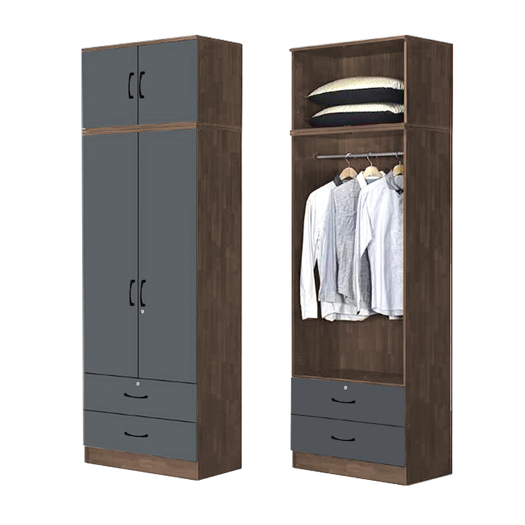 BERLIN Series 1/2/3/4/5 Doors Tall Wardrobe with Drawers and Top Cabinet in 6 Colours