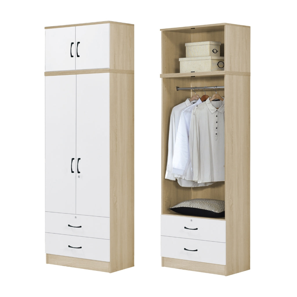 BERLIN Series 1/2/3/4/5 Doors Tall Wardrobe with Drawers and Top Cabinet in 6 Colours