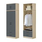BERLIN Series 1/2/3/4/5 Doors Tall Wardrobe with Drawers and Top Cabinet in 6 Colours