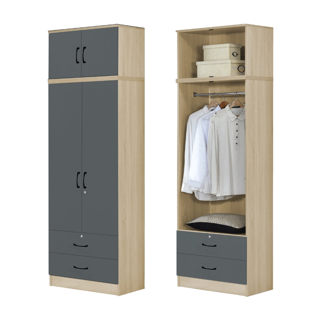 BERLIN Series 1/2/3/4/5 Doors Tall Wardrobe with Drawers and Top Cabinet in 6 Colours