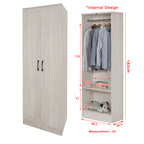Munich Series 2-Door Soft Closing Wardrobe w/ Mirror Add-On in 3 Colours