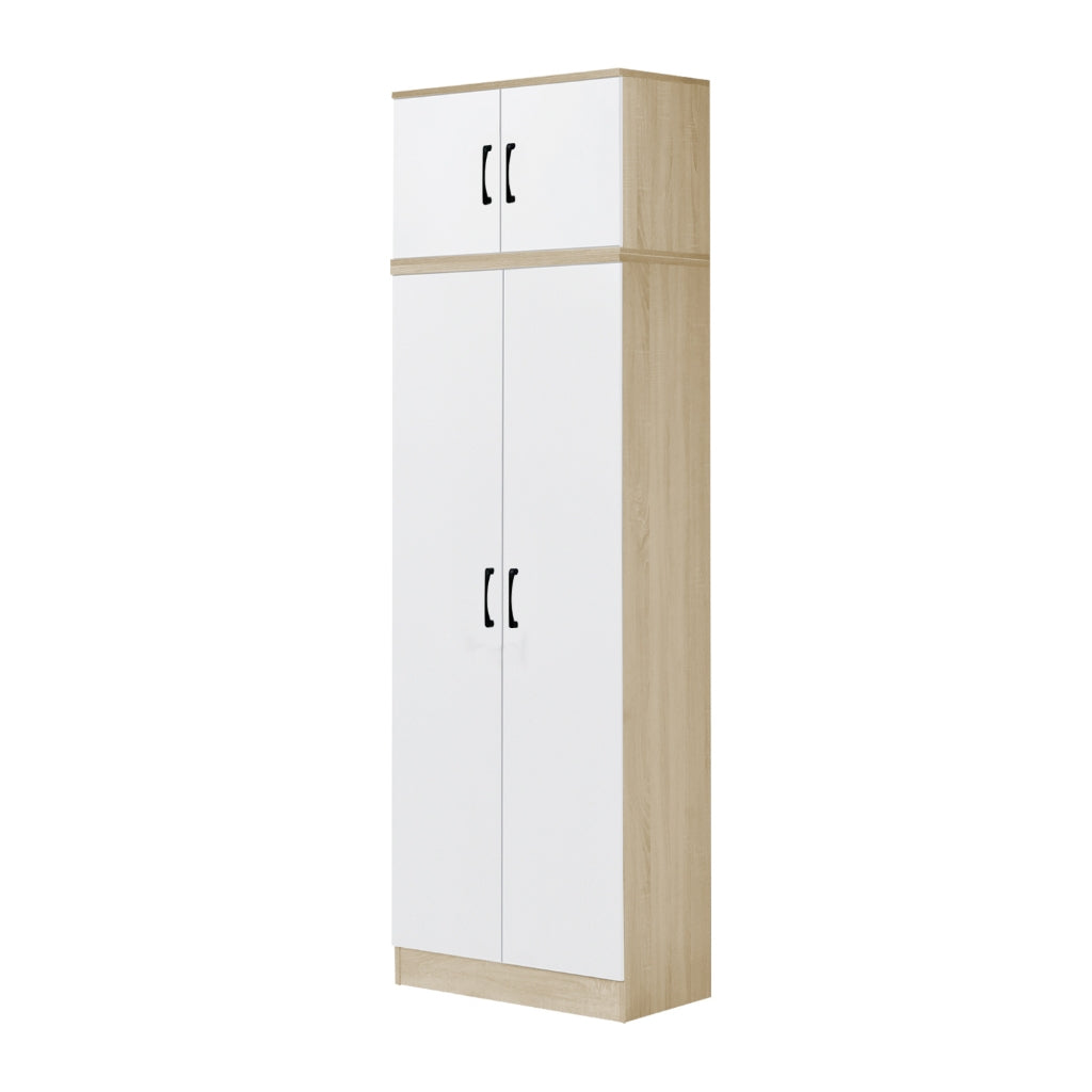 Gillie Series 2 Doors Tall Wardrobe with Top Cabinet Fully Laminated Back in 6 Colours