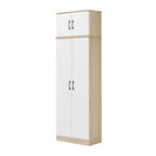 Gillie Series 2 Doors Tall Wardrobe with Top Cabinet Fully Laminated Back in 6 Colours