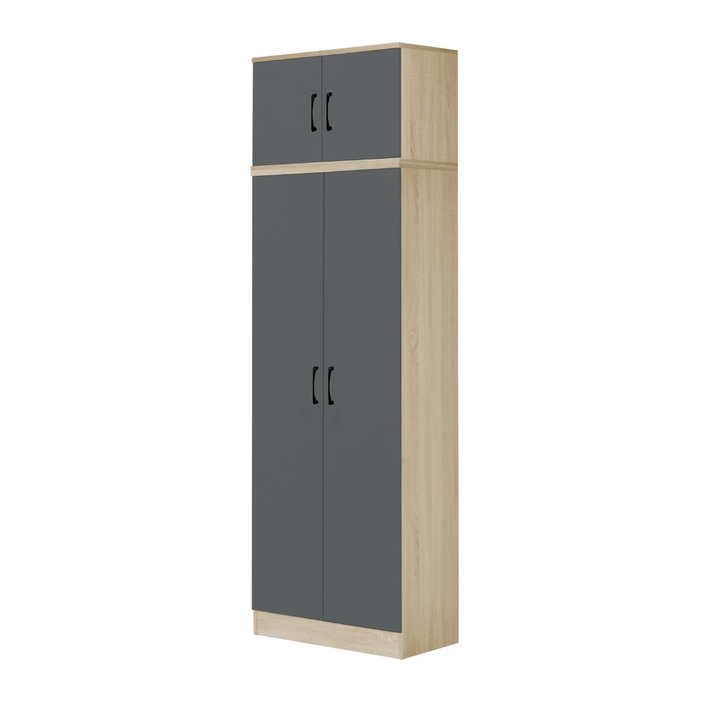 Gillie Series 2 Doors Tall Wardrobe with Top Cabinet Fully Laminated Back in 6 Colours