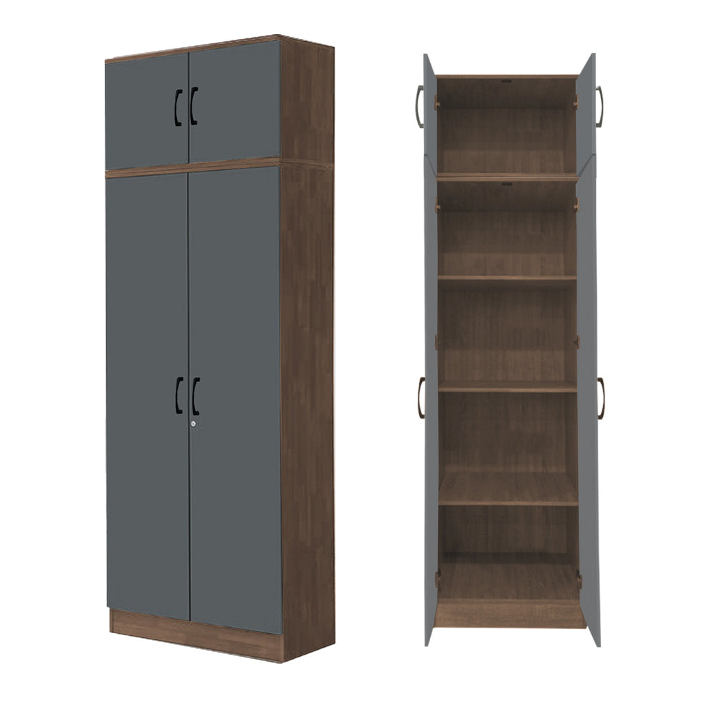 BERLIN Series 1/2/3/4/5 Doors Tall Wardrobe with Drawers and Top Cabinet in 6 Colours
