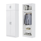 BERLIN Series 1/2/3/4/5 Doors Tall Wardrobe with Drawers and Top Cabinet in 6 Colours