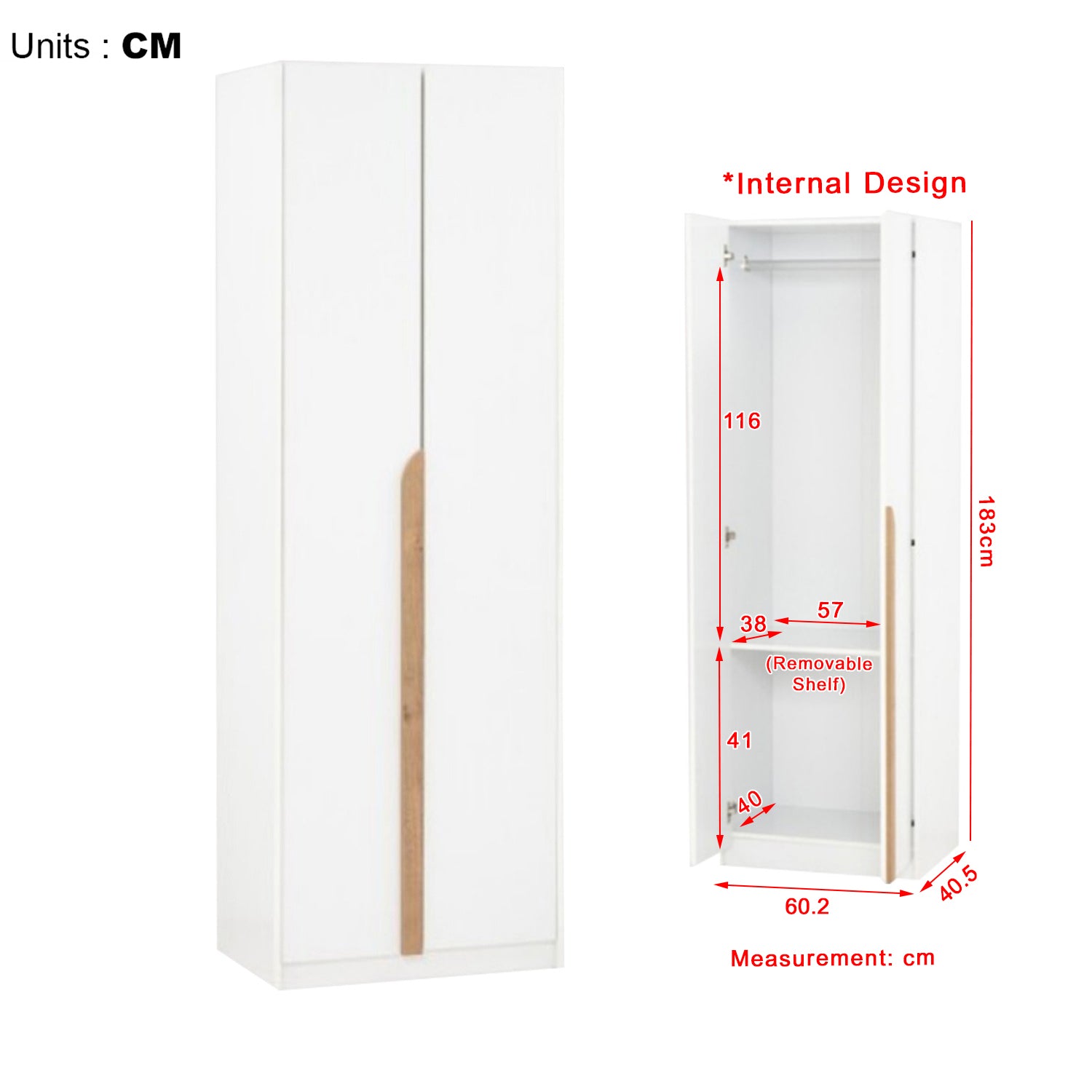 Munich Series 2-Door/3-Door Soft Closing Wardrobe w/ Clothing Rod in 2 Colours