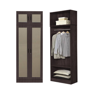 CROATIA Series 1/2/3/4/5 Doors Wardrobe Rattan Design with Drawers and Top Cabinet