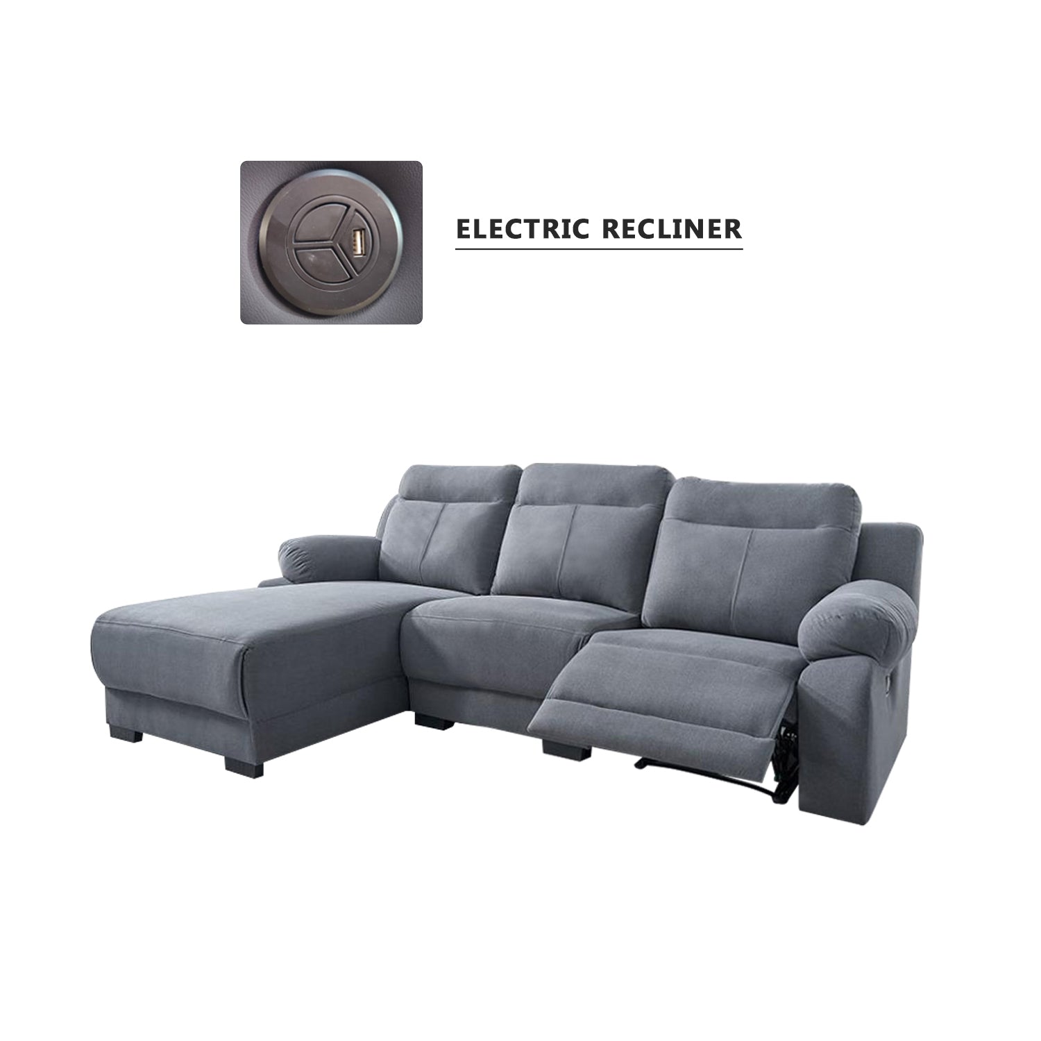 Quinci Series 2/3-Seater L-Shaped Recliner Sofa & Coffee Table in 47 Colour - PetFriendly Fabric Option