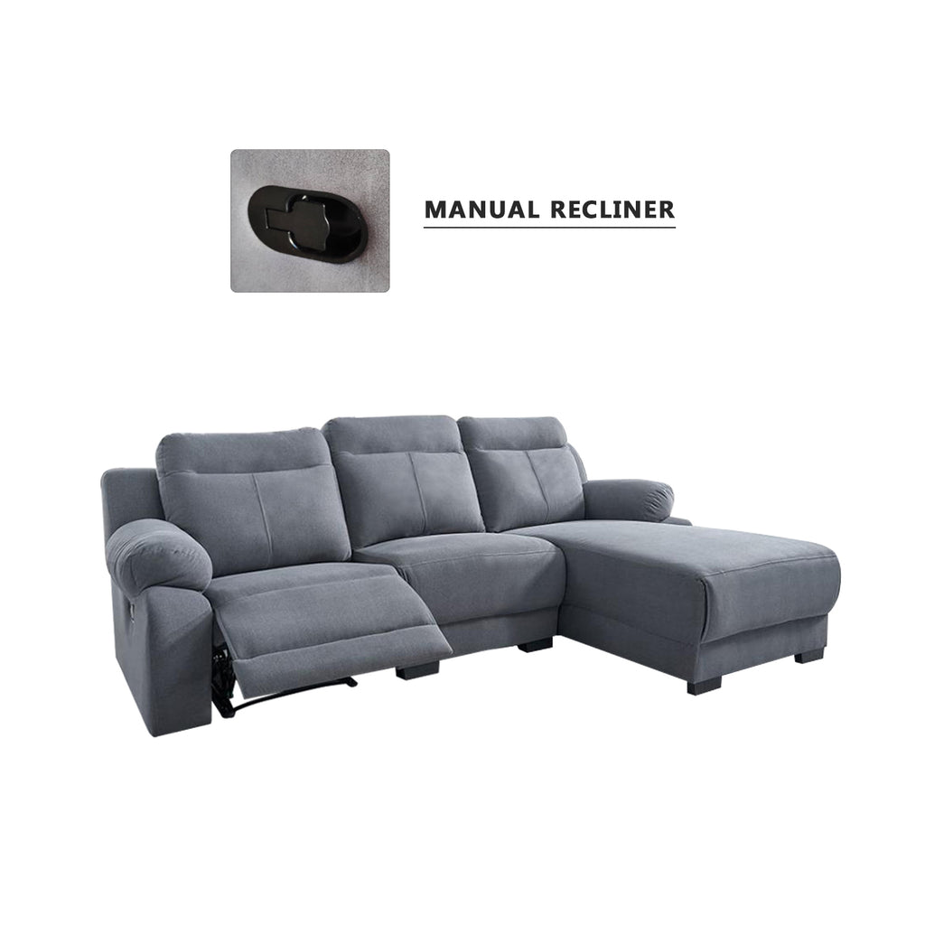 Quinci Series 2/3-Seater L-Shaped Recliner Sofa & Coffee Table in 47 Colour - PetFriendly Fabric Option